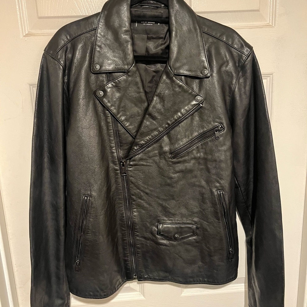 Lucky Brand Black Leather Moto Jacket